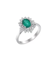 0.30 Karat Pırlantalı Oval Zümrüt Yüzük PY050-1
