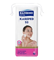 Bambino Cotton Kare Makyaj ve Bebek Temizleme Pamuğu 50 Adet (Kare En-Boy 7CM)