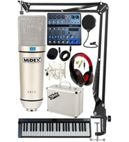 Stüdyo Ekipmanları Midi Live Paket-4 Ses Kartlı Mikser Midi Klavye CX1 Mikrofon Kulaklık