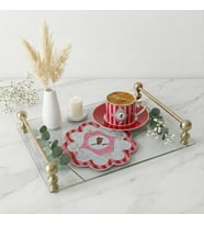 2 Adet Kırmızı Pip Studio Uyumlu Nakışlı Kuş Detaylı Sunum ve Kokteyl Peçetesi 15x15cm