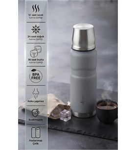 500 ml Paslanmaz Çelik Termos Bardak Kapaklı Sızdırmaz 12 Saat Sıcak 24 Saat Soğuk Tutma BPA Free