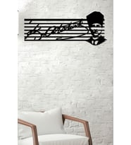 Gowpenart Atatürk İmzalı Çizgili Portre Dekoratif Siyah Metal Duvar  Ev & Ofis  Tablosu Hediye Tablo