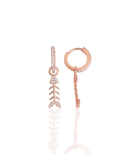 Söğütlü Silver Gümüş rose zirkon taşlı balık kılçığı küpe