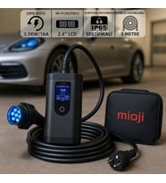 Mioji FC22 3.5/22KW 16/32A 2.4 LCD Ekran Wi-Fi Destekli IP65 Suya Dayanıklı Taşınabilir Elektrikli Araç Şarj Cihazı (Dönüştürücü Fiş Hediyeli)