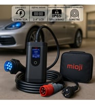Mioji FC22 3.5/22KW 16/32A 2.4 LCD Ekran IP65 Suya Dayanıklı Taşınabilir Elektrikli Araç Şarj Cihazı (Dönüştürücü Fiş Hediyeli)