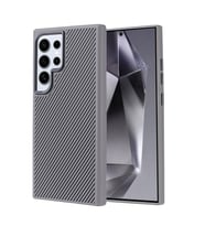 Lexroo Galaxy S24 Ultra Kılıf M-safe Şarj Özellikli Karbon Fiber Görünümlü Troy Kılıf - Gümüş
