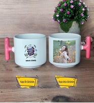 Öğretmenler Günü Kupa Bardak Fotoğraflı T Pembe Kulplu Öğretmenler Günü Hediyesi
