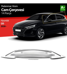 Hyundai İ20 Uyumlu Krom Cam Çerçevesi 14 Parça. 2020 Üzeri