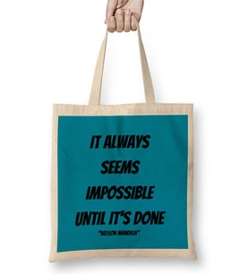 Nelson Mandela Quotes Art Gift - Vintage Retro Style Bez Çanta Uzun Saplı