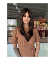 Koyu Kahve Katlı Kesim Perçemli Peruk 45-50 cm