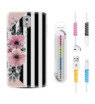 Samsung Note 3 4 5 8 9 20 Ultra 10 Lite Kılıf Kablo Koruma Spiral Silikon Flowers 4 1390