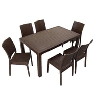 Mandella Elit Rattan 90x150 Elit Sandalye Masa Takımı KAHVERENGİ
