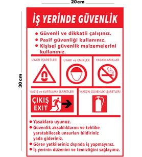 Metal İş Yerinde Güvenlik 20cm x 30cm A4 Büyüklüğünde Uyarı Levhası Yönlendirme Tabelası