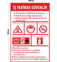 Metal İş Yerinde Güvenlik 20cm x 30cm A4 Büyüklüğünde Uyarı Levhası Yönlendirme Tabelası