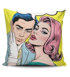 Alkanhomes Pop Art Kızı Desenli Dijital Baskılı Yastık Kırlent Kılıfı