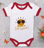 BK Kids Kişiye Özel İlk Seyahat Tasarımlı Kırmızı Bebek Body Zıbın-1