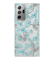 Samsung Galaxy Note 20 Ultra Kapak Floral Su Yeşili Tasarımlı Şeffaf Silikon Kılıf