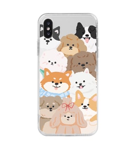 Iphone X ve XS Uyumlu Sevimli Köpekler Tasarımlı Şeffaf Telefon Kılıfı