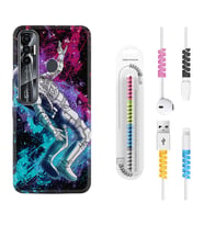 Tecno Spark 6 6 Go 8C 8 Pro 7 7 Pro Kılıf Kablo Koruma Spiral Silikon Astronot Signs 1753