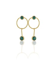 Kadir Jewellery 22 Ayar Altına Kaplama Kadın Sallantılı Küpe -El İşçiliği Ve Hipoalerjenik Küpe (K.Yeşil)