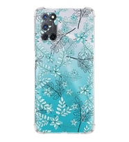 PrintiFy Oppo A52 Uyumlu Köşe Korumalı Floral Su Yeşili Tasarımlı Şeffaf Silikon Kılıf