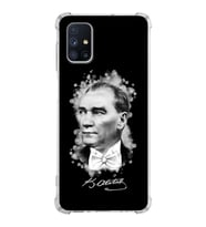Samsung Galaxy M51  Köşe Korumalı Antişok Kapak Atatürk Tasarımlı Şeffaf Silikon Kılıf