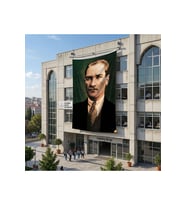 Sivil Başkumandan Gazi Mustafa Kemal Atatürk Poster Bayrak Raşel Kumaş 6x9 metre ATA6