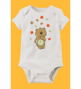 Unisex Bebek Beyaz Organik Baskılı Pamuklu Body