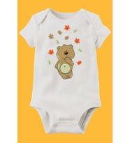 Unisex Bebek Beyaz Organik Baskılı Pamuklu Body