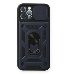 Newface Apple iPhone 12 Pro Kılıf Pars Lens Yüzüklü Silikon - Lacivert