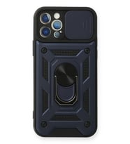 Newface Apple iPhone 12 Pro Kılıf Pars Lens Yüzüklü Silikon - Lacivert