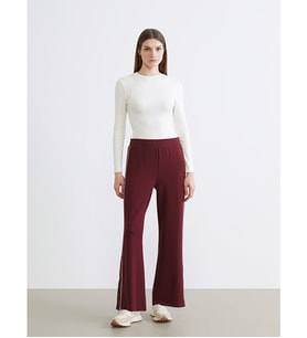 LCW Modest Bordo Beli Lastikli Geniş Paça Kadın Eşofman Altı