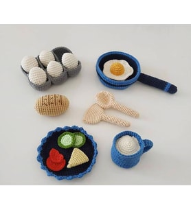 Sağlıklı Kahvaltı Seti Amigurumi Organik Oyuncak