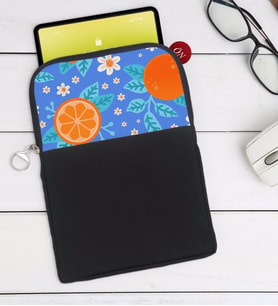 BK Gift Portakal Tasarımlı Taşınabilir Koruyucu Tablet Kılıfı & Organizer Çanta - Siyah-1