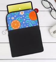 BK Gift Portakal Tasarımlı Taşınabilir Koruyucu Tablet Kılıfı & Organizer Çanta - Siyah-1