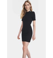 Kadın Mini Örme Elbise Bodycon Kalıp Kısa Kol Yazlık Günlük Profesyonel Görünüm Rahat Ve Şık (Siyah)
