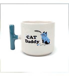 Cat Daddy Baskılı Mavi Kulplu T Kupa