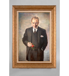 Çerçeveli Paspartulu Atatürk Tablo a454 (Gold)