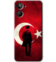 Realme 10 4G Kılıf HD Desen Baskılı Kılıf - Atatürk Bayrak
