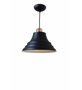 Rys Retro Metal Dekoratif Siyah İçi Beyaz Bakır Duylu Cafe Mutfak Tekli Sarkıt Aydınlatma Çap:23 Cm