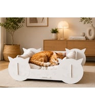 Kedi Figürlü Ahşap Kedi Yatağı 55x42 cm 6 mm MDF – Demonte Tasarım