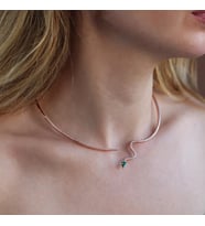 Yeşil Zirkon Taşlı Rose Gold Kaplama Serpent Choker Gümüş Kolye