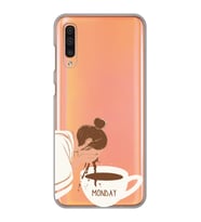 Samsung Galaxy A50 - A30S Uyumlu Kahve Tasarımlı Şeffaf Telefon Kılıfı