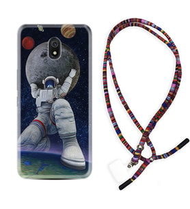 Xiaomi Redmi 8A 8 Pro 9C 9T 10C 11T Pro Kılıf Boyun Asklı Rasta Silikon Astronot ve Dünya 1759
