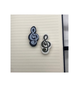 Piyano Sol Anahtarı Nota Müzik Desenli 2'li Silgi Set (Siyah)