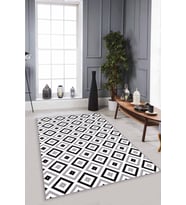 Füme Karo Kaymaz Taban Makinede Yıkanabilir Halı KR007 - 100 x 160 cm