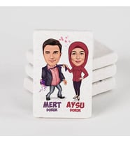 Kişiye Özel Olağanüstü Çiftler Karikatürlü Taş Buzdolabı Magneti