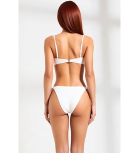 Kadın Bikini Takımı Dokulu Örme Kumaş Straplez Üst Balensiz Atma Kap Brazilian Alt Normal Bel