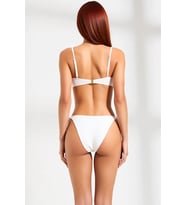 Kadın Bikini Takımı Dokulu Örme Kumaş Straplez Üst Balensiz Atma Kap Brazilian Alt Normal Bel