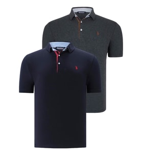 İKİLİ SET T8582 DEWBERRY ERKEK T-SHIRT-LACİVERT - ANTRASİT
